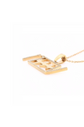 Stylish side profile of a gold-plated heartbeat pendant showcasing intricate design details.