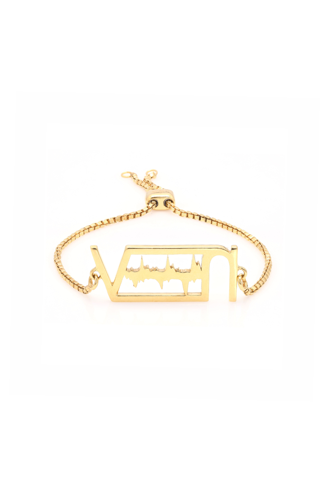 Premium gold-plated heartbeat initials bracelet, featuring a pastel enamel finish and a modern clasp.