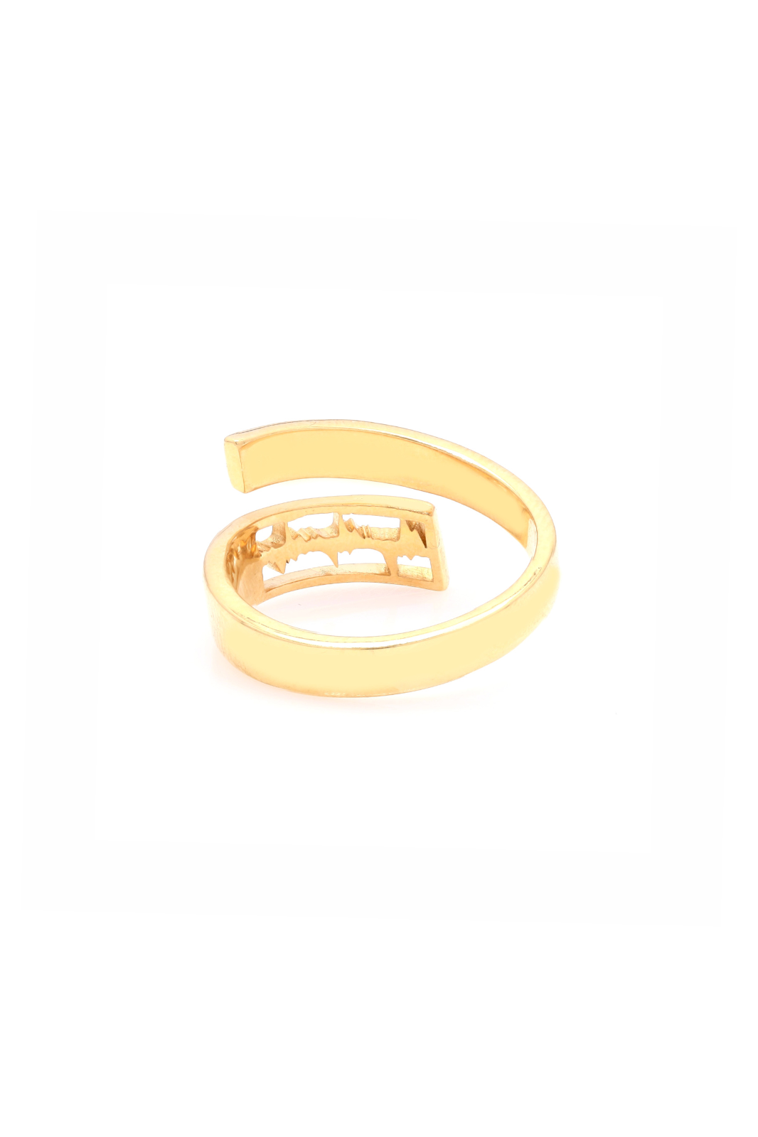 Elegant gold-plated initials loop ring with a heartbeat design, ideal for gifting occasions.