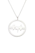 Silver Lubb-Dupp Necklet showcasing a baby’s heartbeat waveform in a premium circular pendant design, ideal for meaningful gifts