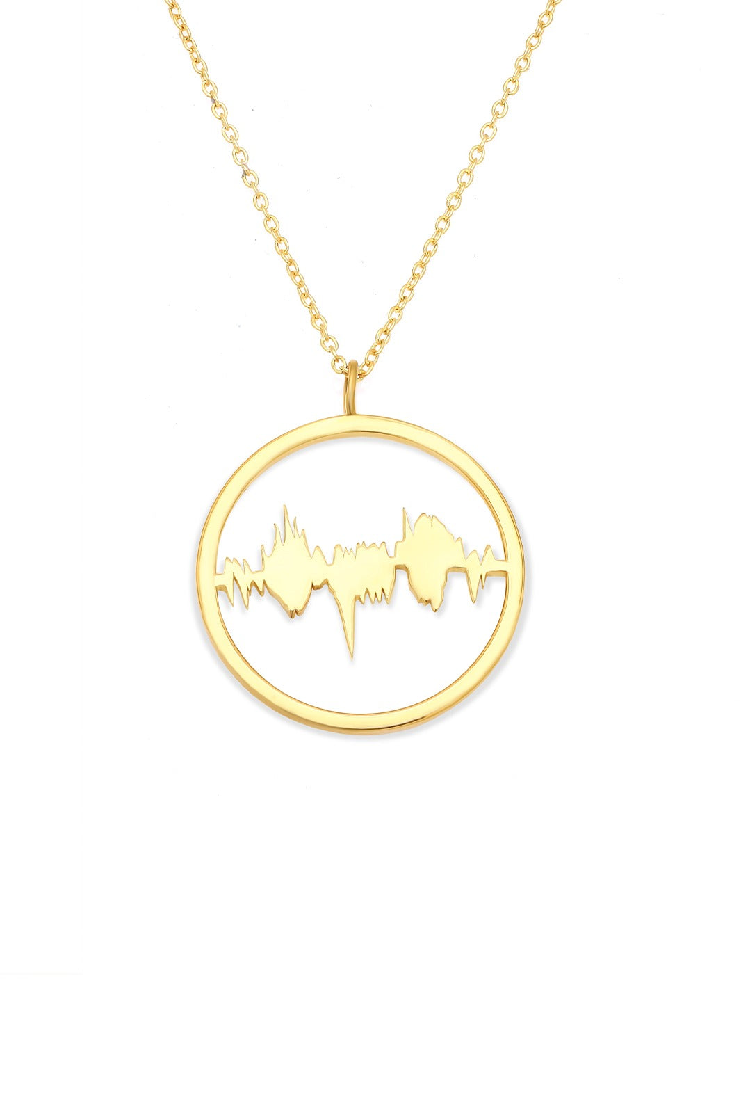 Gold vermeil Lubb-Dupp Necklet featuring a baby's heartbeat engraved in a circular pendant design, perfect for personalized jewelry lovers.