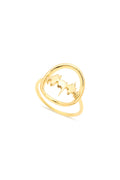 Gold Lubb-Dupp Loop ring showcasing a baby's heartbeat design in a modern circular structure, crafted in polished gold.