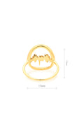 Gold Lubb-Dupp Loop ring with measurements highlighting the detailed heartbeat design in a 15mm circular frame.