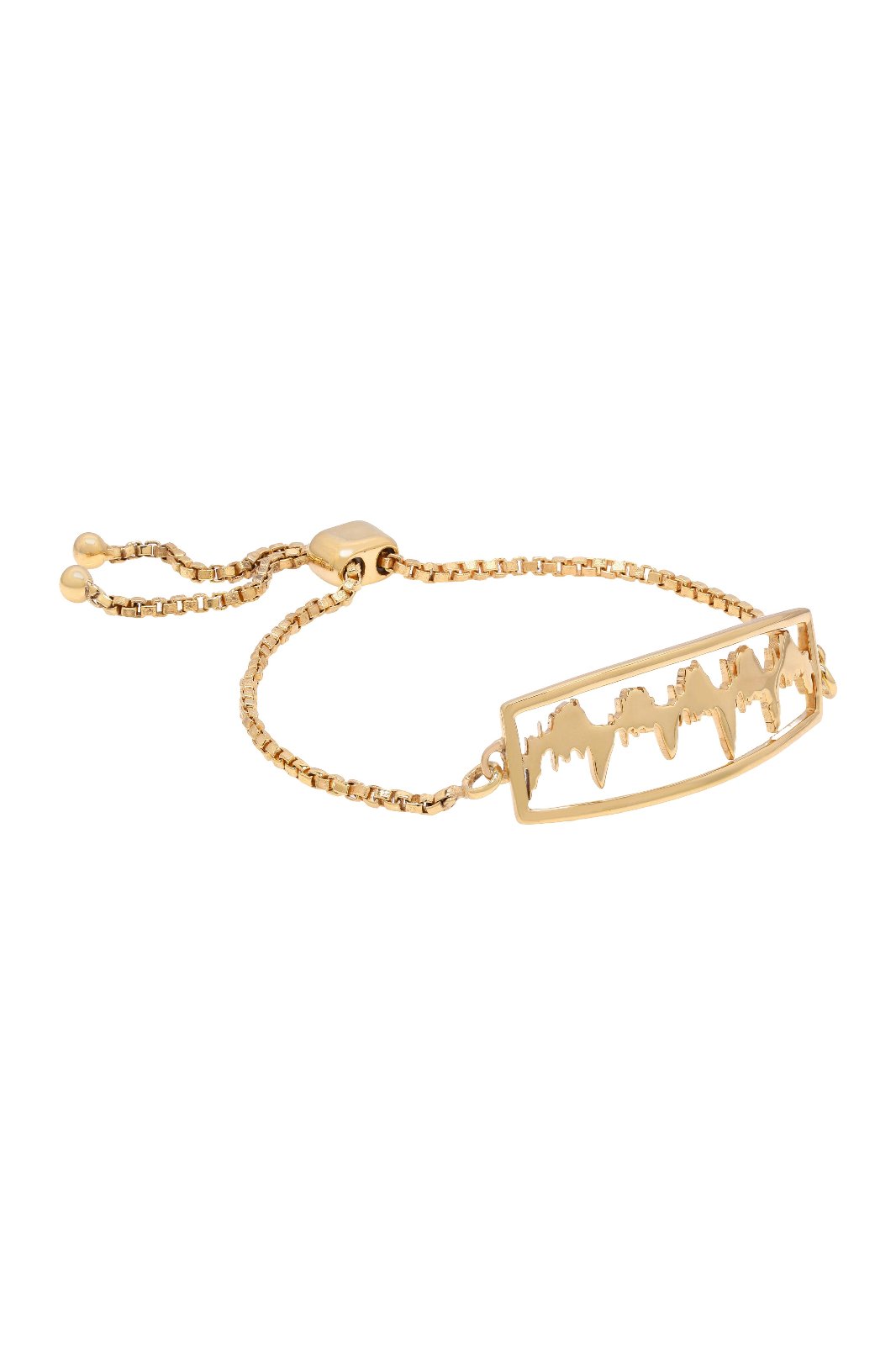 Side view of the Gold Lubb-Dupp bracelet highlighting the detailed heartbeat pattern and luxurious craftsmanship.