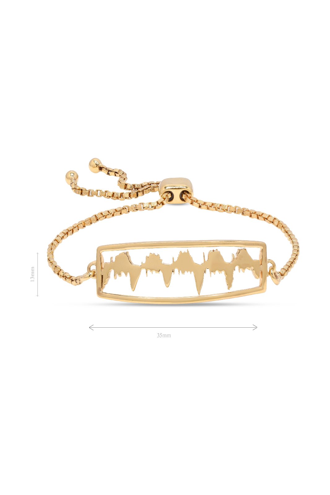 Gold Lubb-Dupp link bracelet showcasing baby's heartbeat design with intricate gold detailing, perfect for personalized gifting.