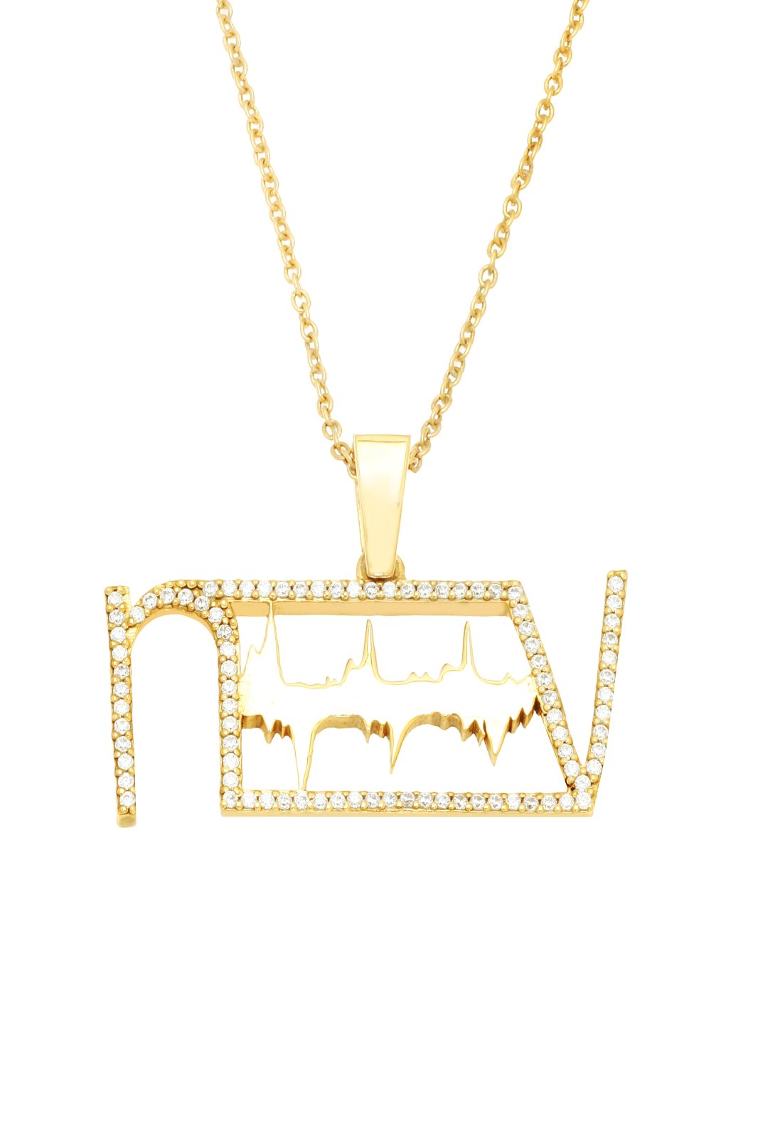 Elegant gold-plated necklace featuring heartbeat initials, perfect for personalized jewelry lovers.