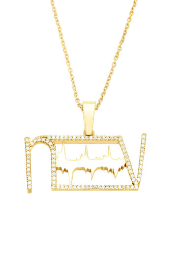 Elegant gold-plated necklace featuring heartbeat initials, perfect for personalized jewelry lovers.